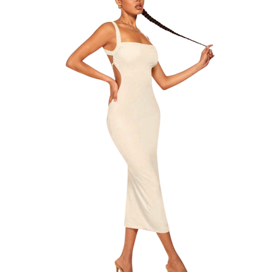 Nude Backless Maxi Dress