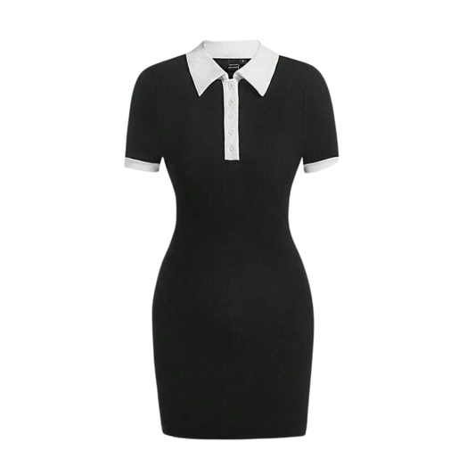 Black & White Ribbed T-Shirt Dress