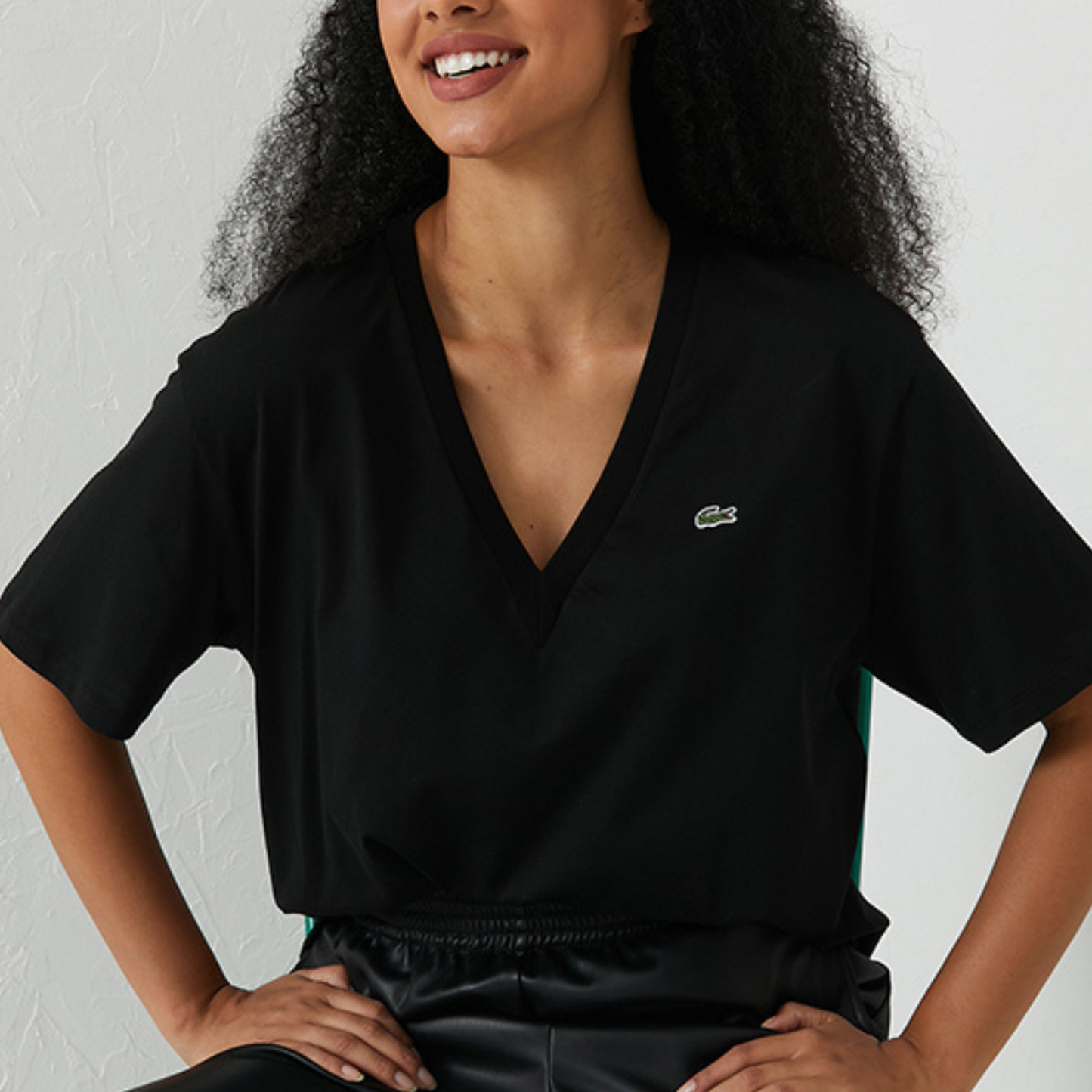 Lacoste V Neck Black T-Shirt
