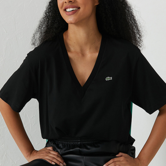 Lacoste V Neck Black T-Shirt