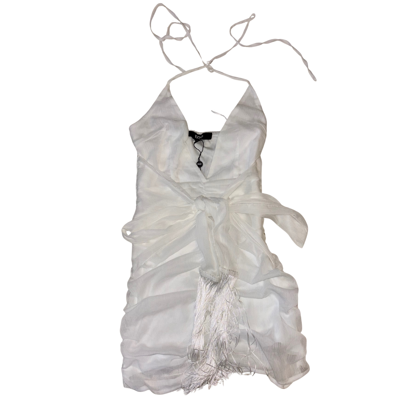 Ego White Tassel Mini Dress
