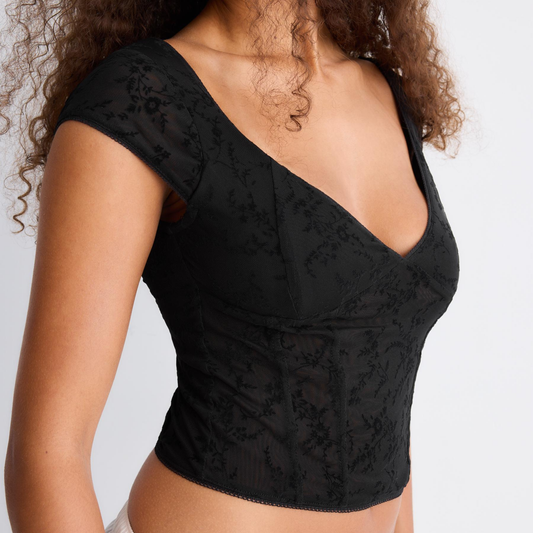 Stradivarius Black Corset Crop Top