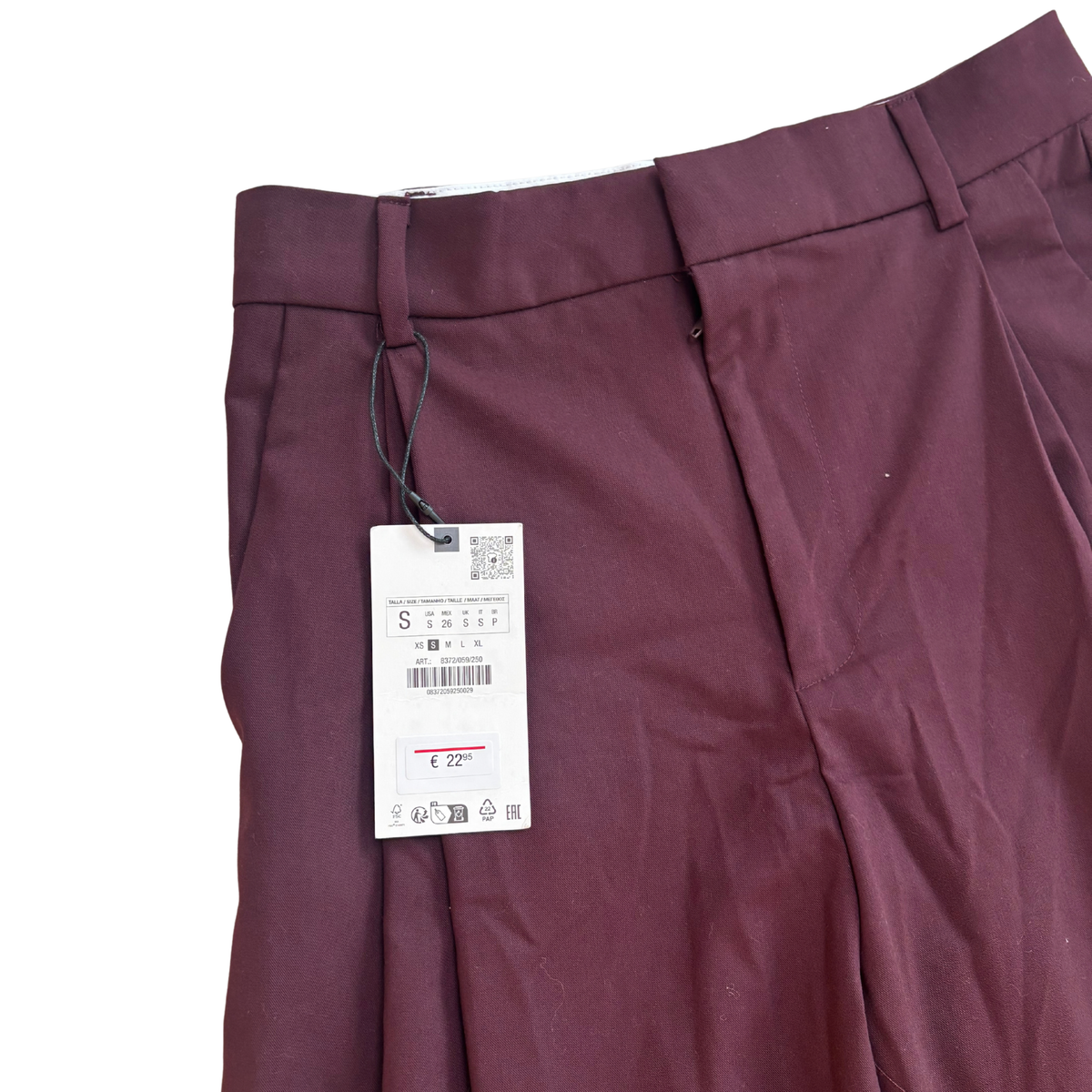 Zara Burgundy Wide Leg Trousers