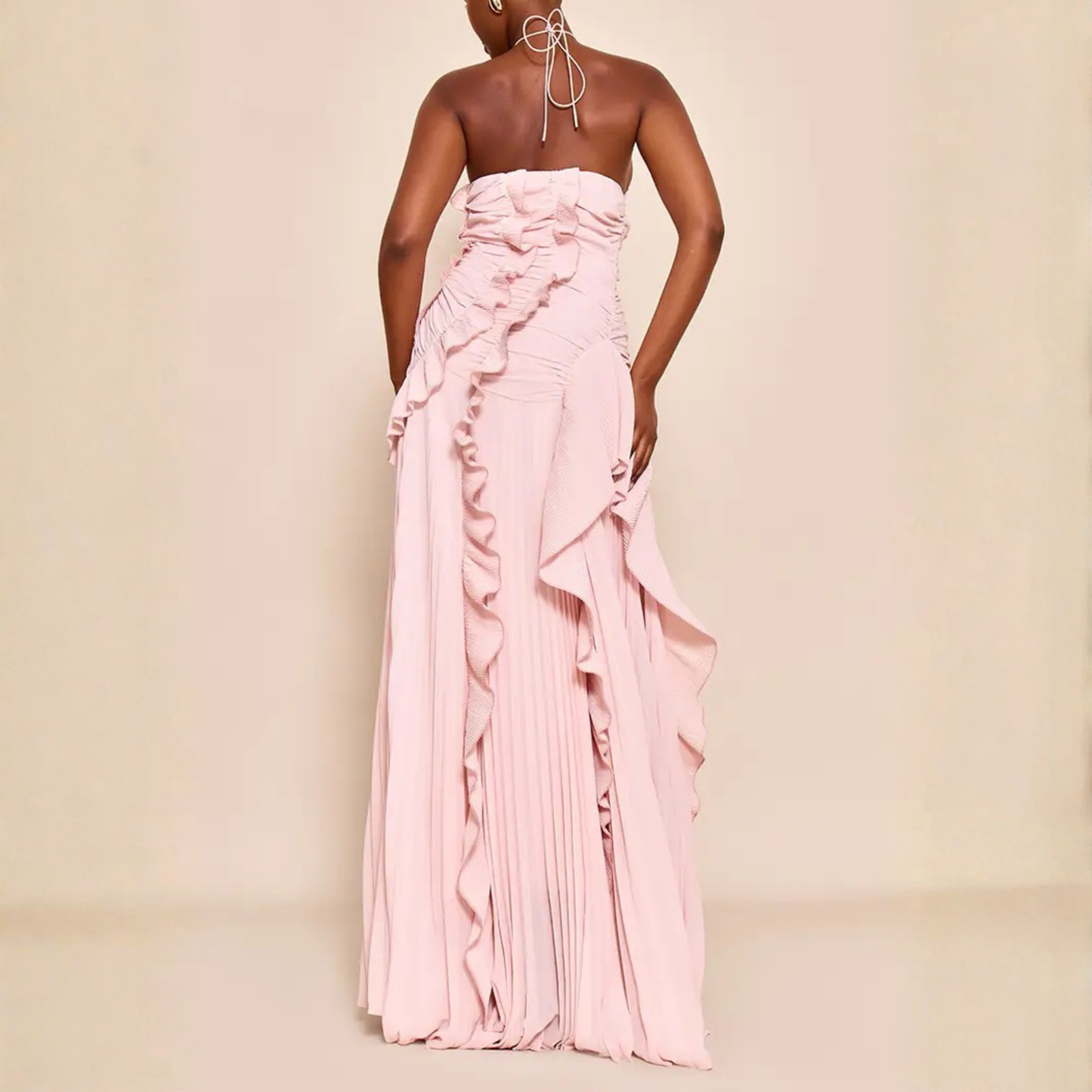 PLT Blush Frill Halterneck Maxi Dress