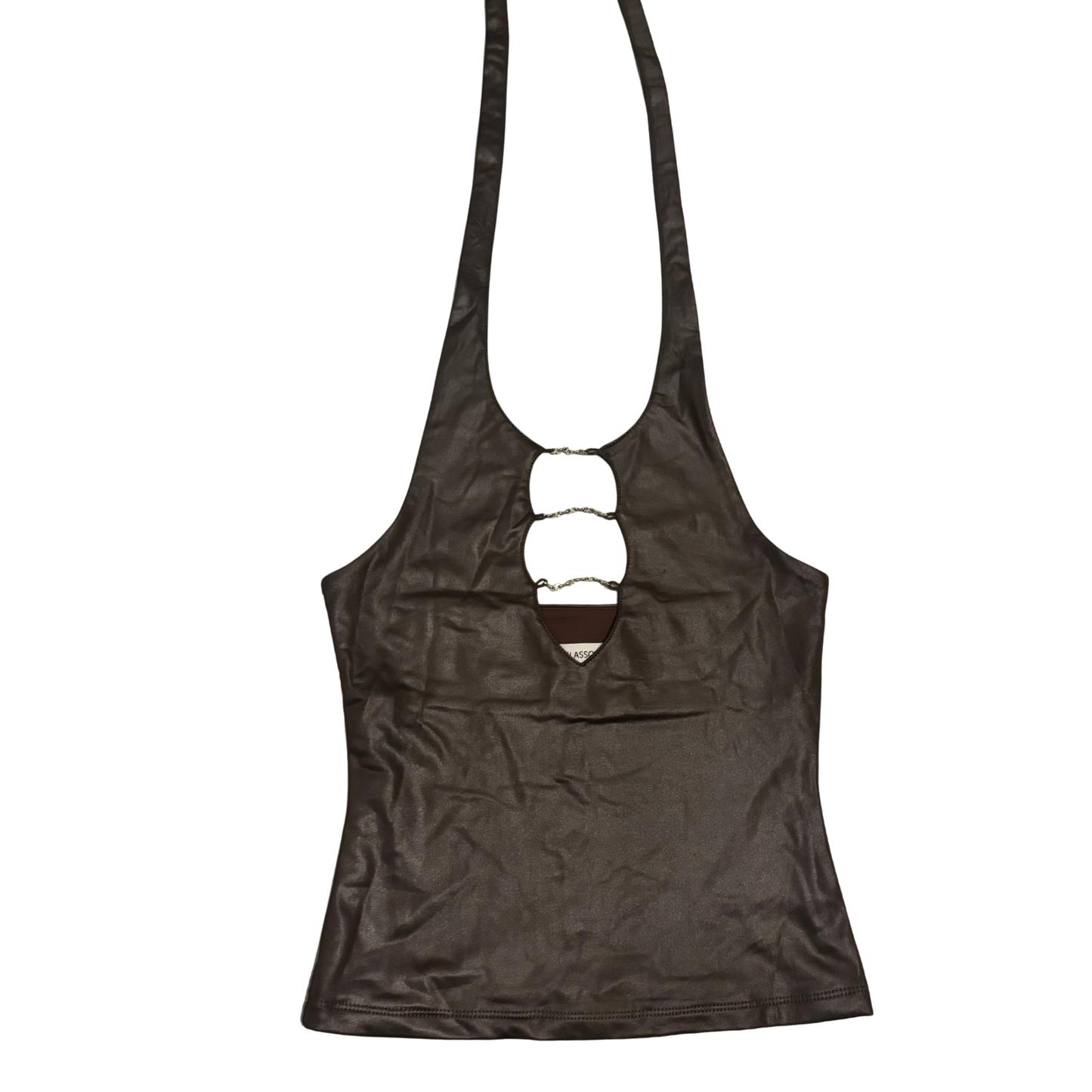 Glassons Brown Leather Chain Detail Top