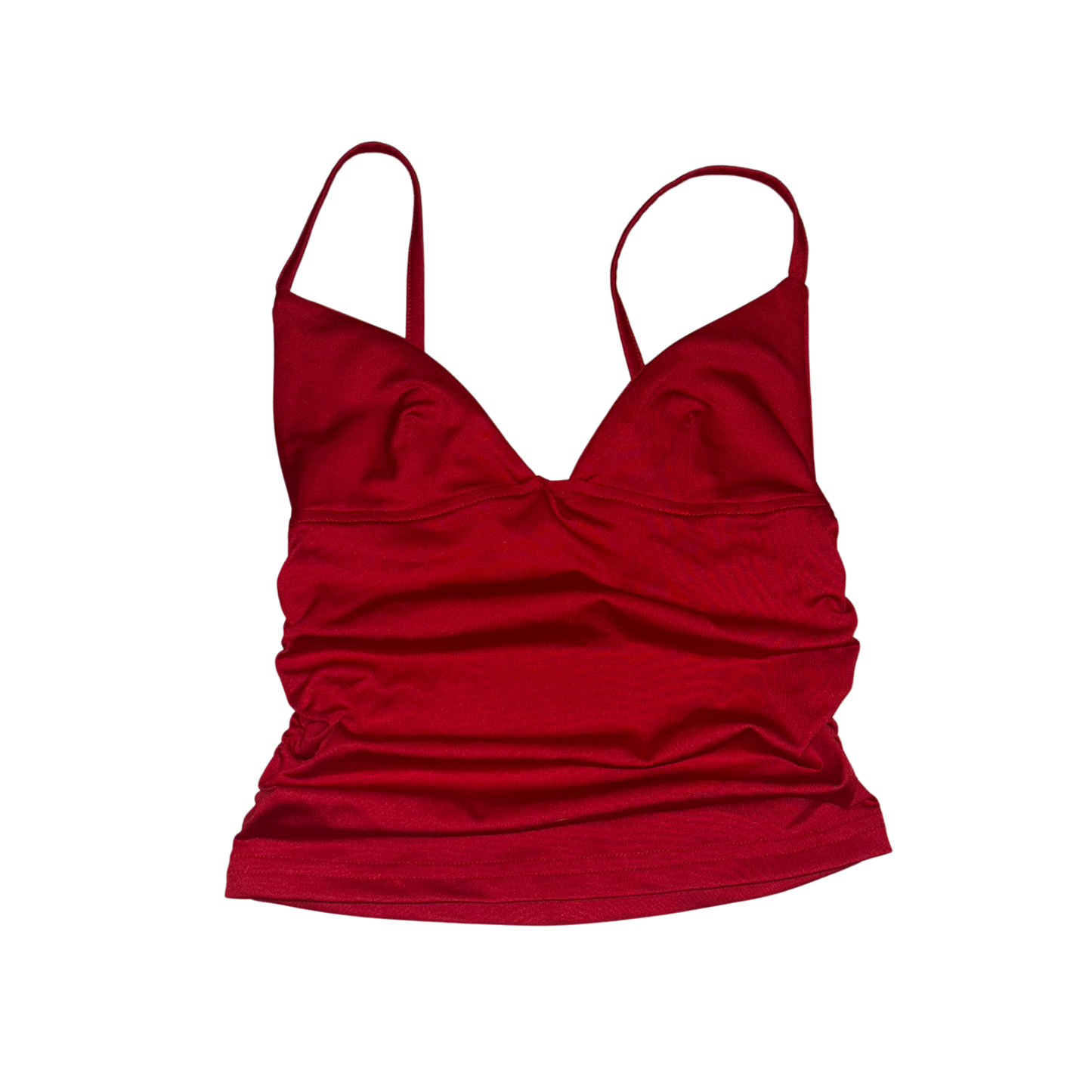 Red Ruched Crop Top