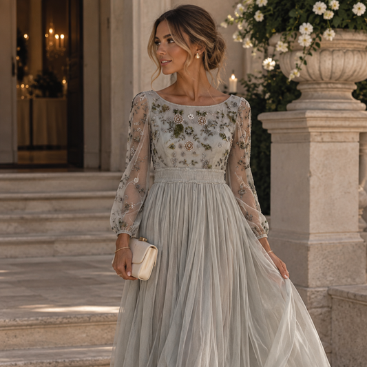 Zara Embroidered Midi Dress