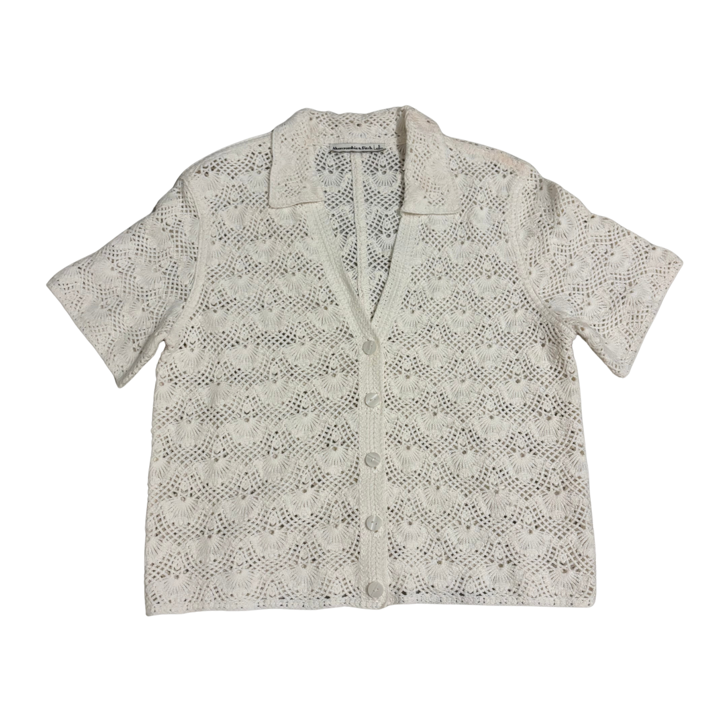 Abercrombie & Fitch White Crochet Button Up Top