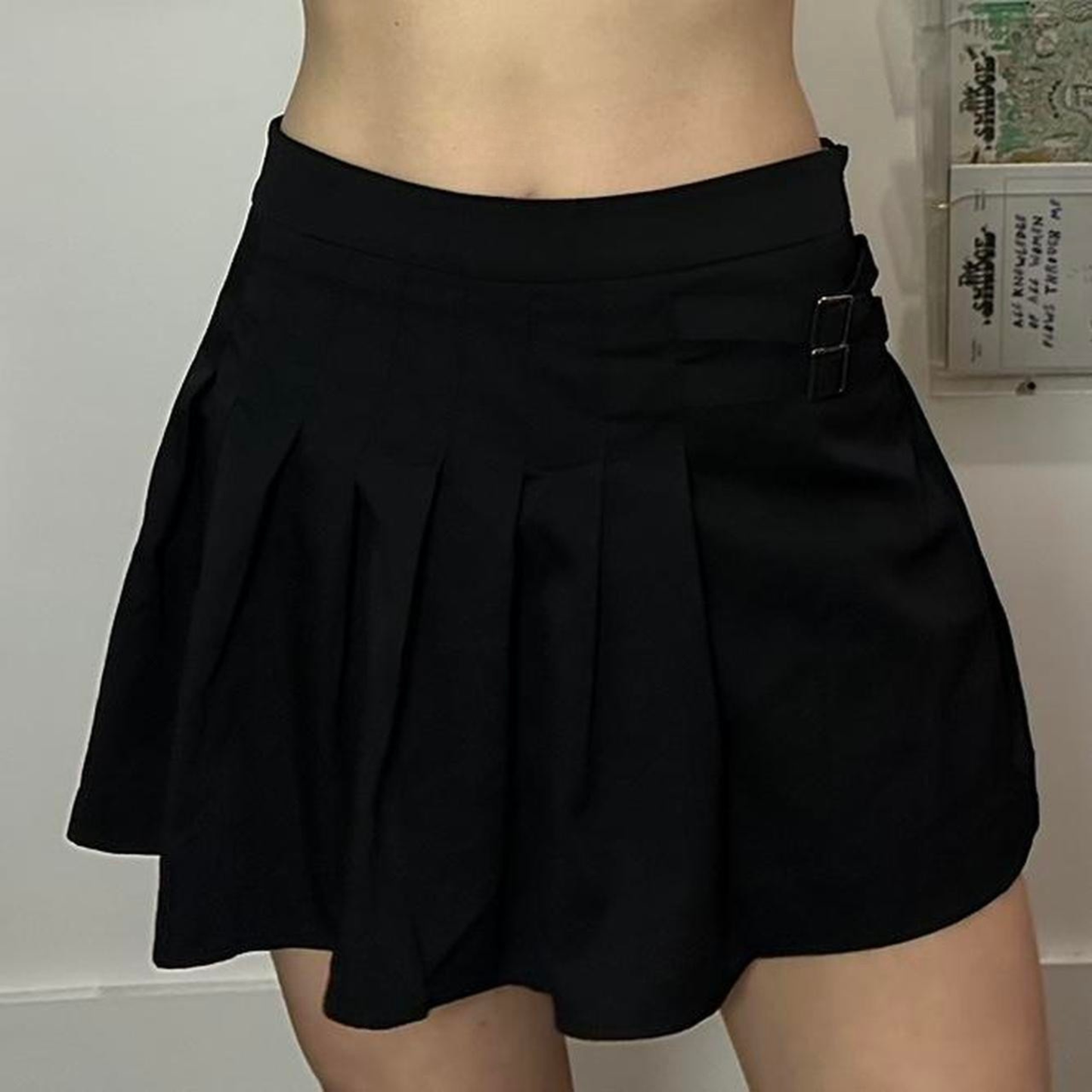 Lefties Black Pleated Belt Detail Skort