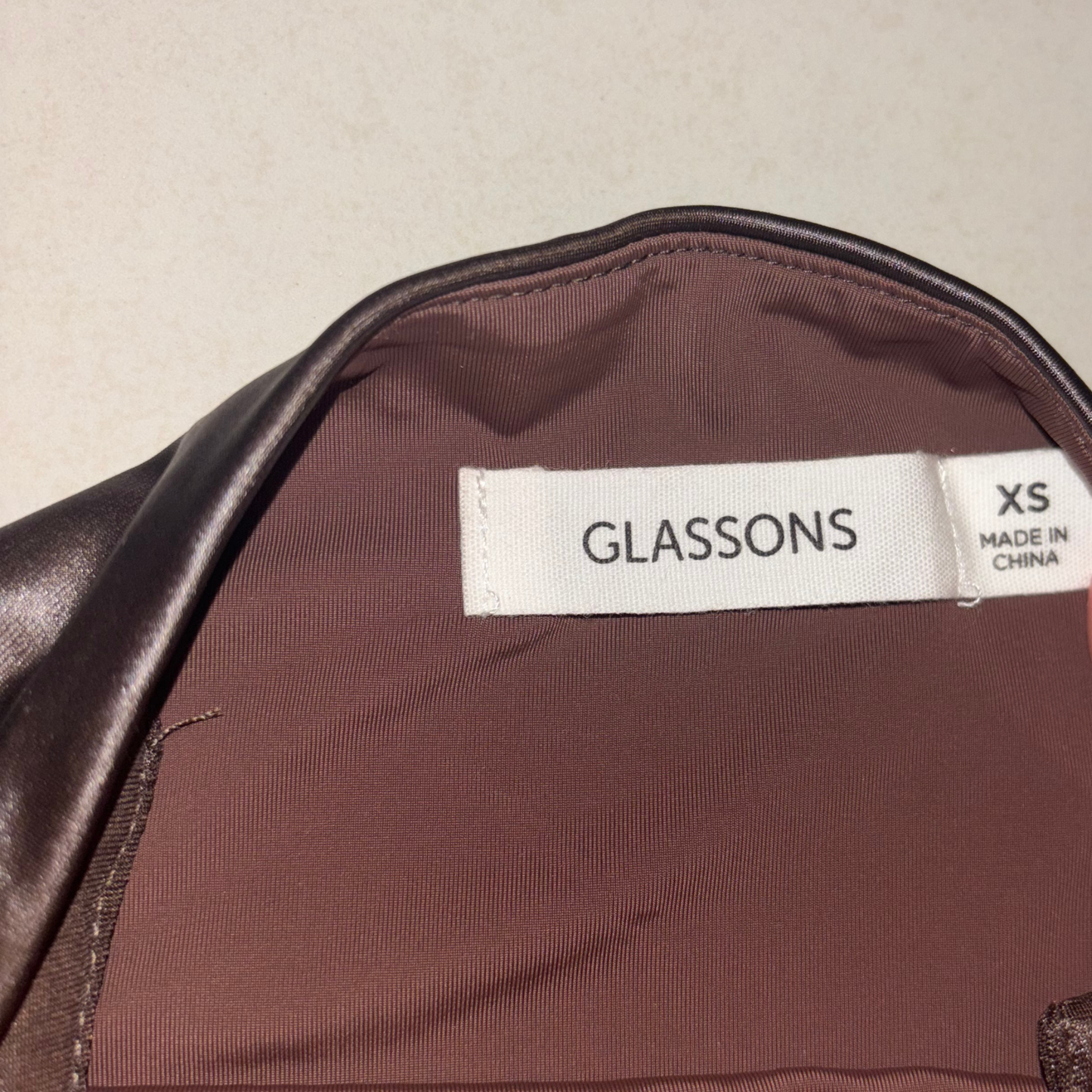 Glassons Brown Leather Chain Detail Top