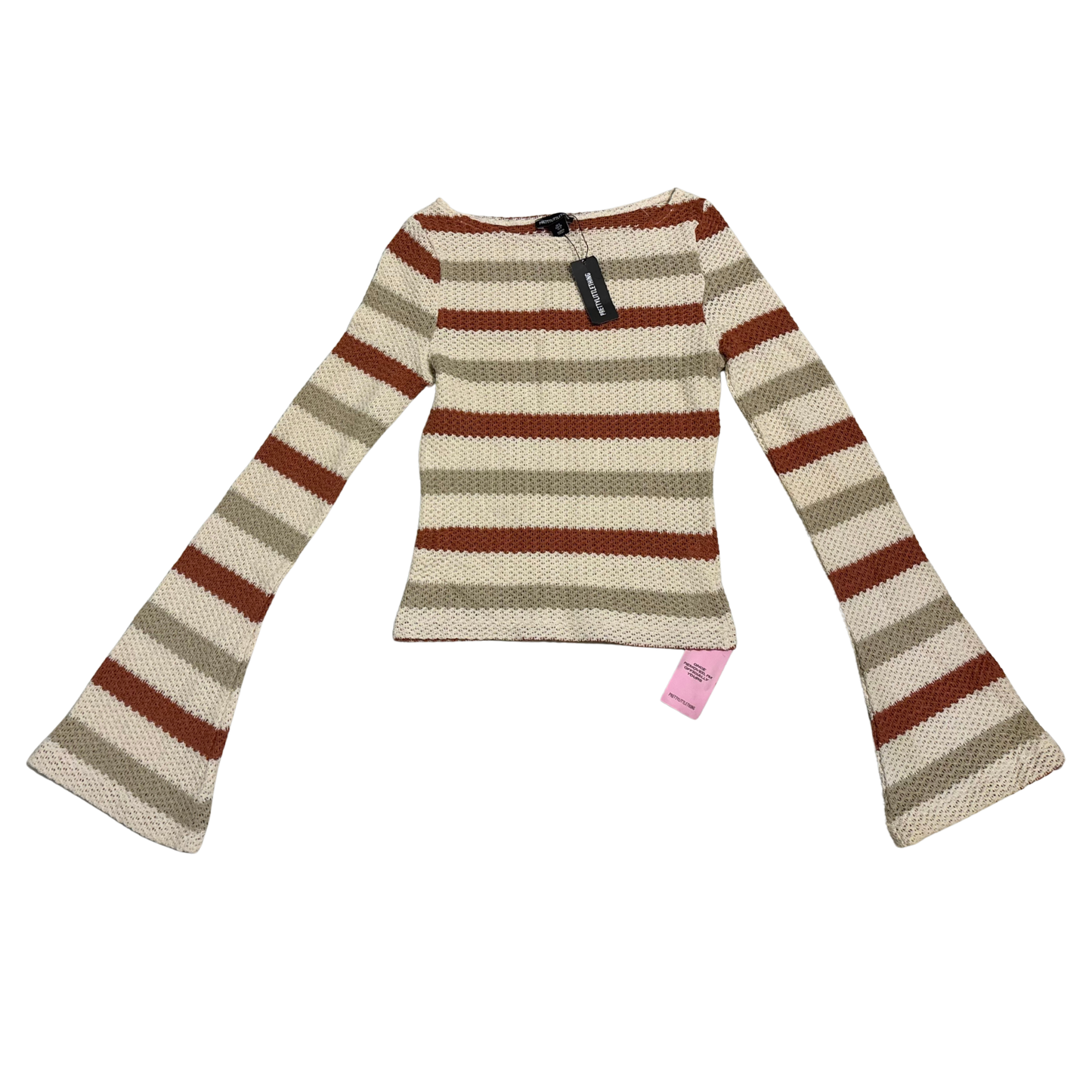 PLT Textured Striped Boat Neck Top