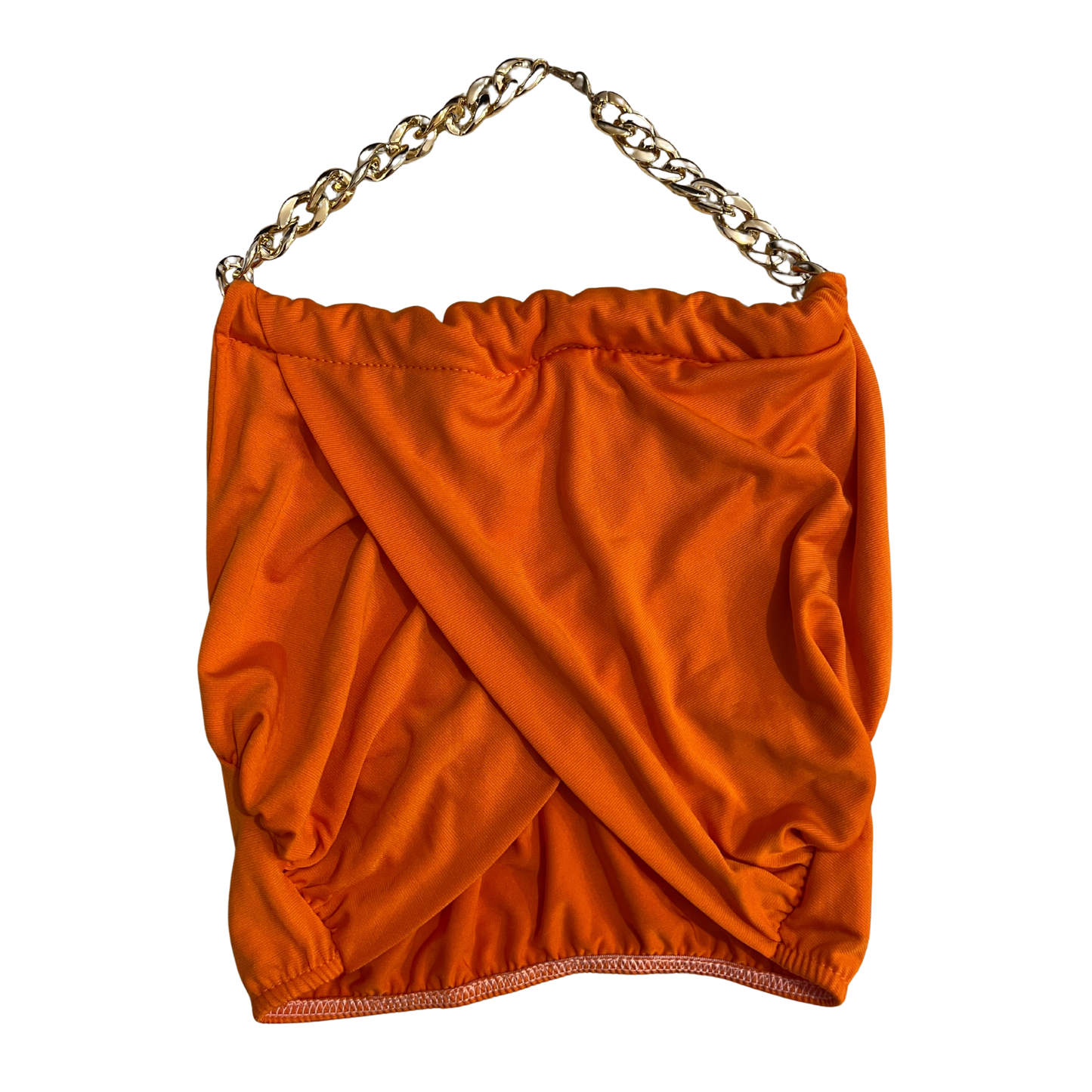 Orange Halterneck Chain Crop Top