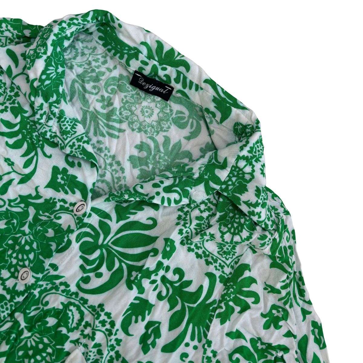 Desigual Green Patterned Midi Dress