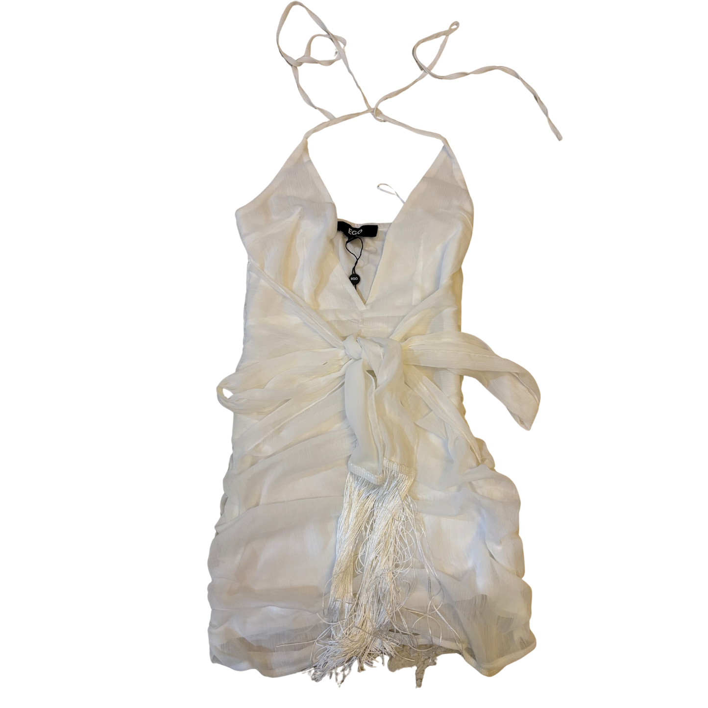 Ego White Tassel Mini Dress