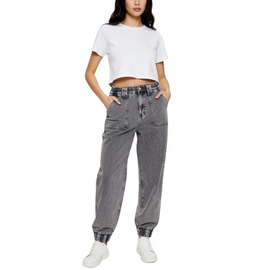 All Saints Grey Wash Cuffed Jeans