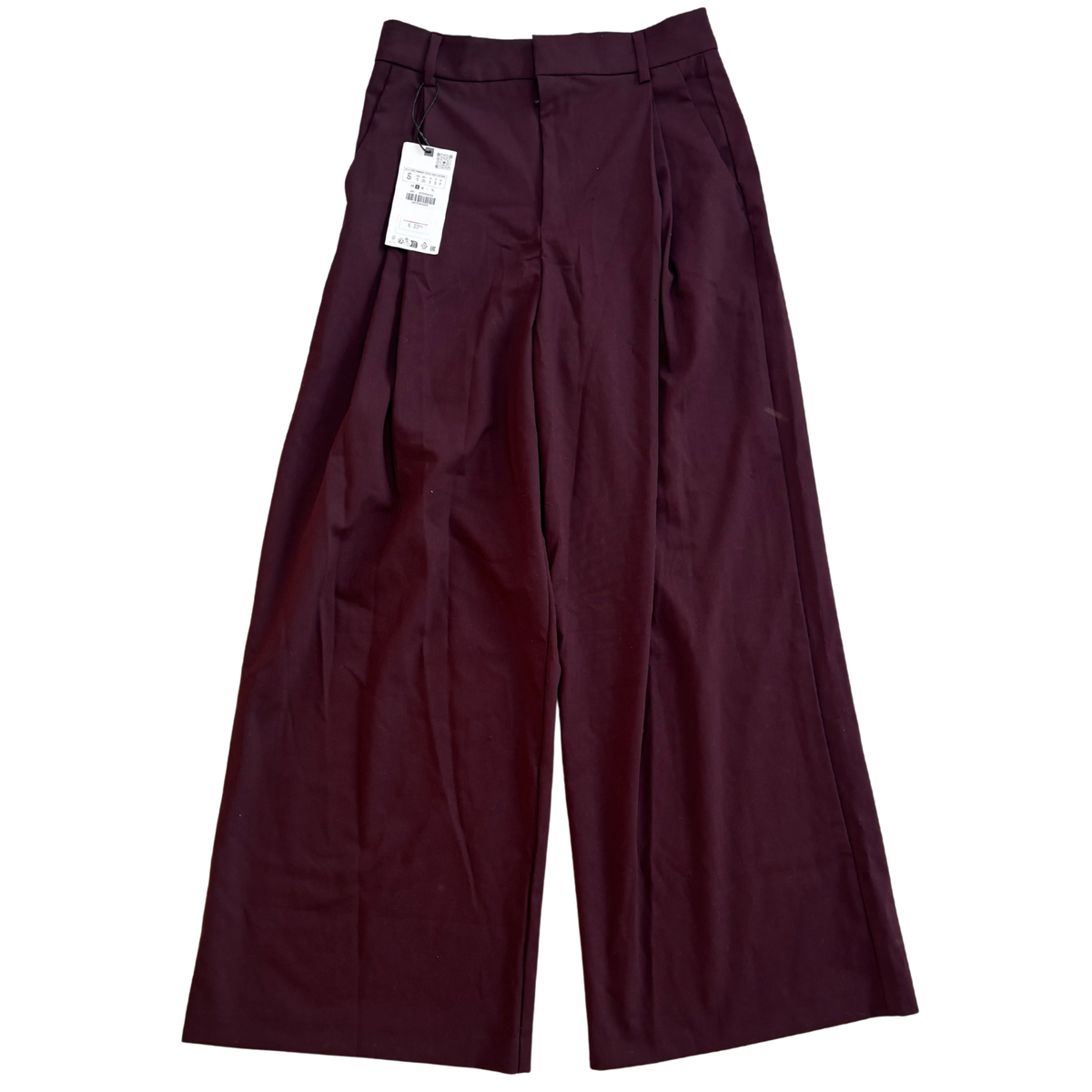 Zara Burgundy Wide Leg Trousers