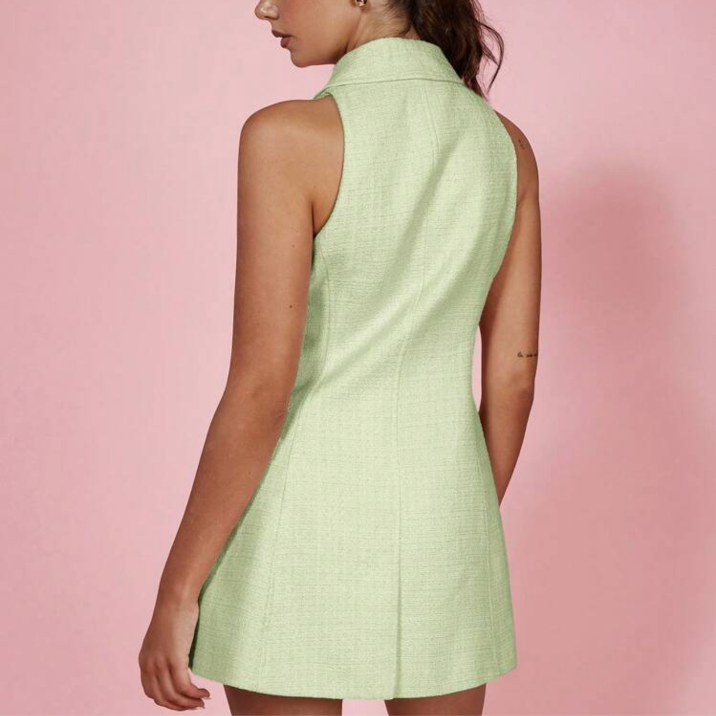 Green Sparkly Button Up Mini Dress