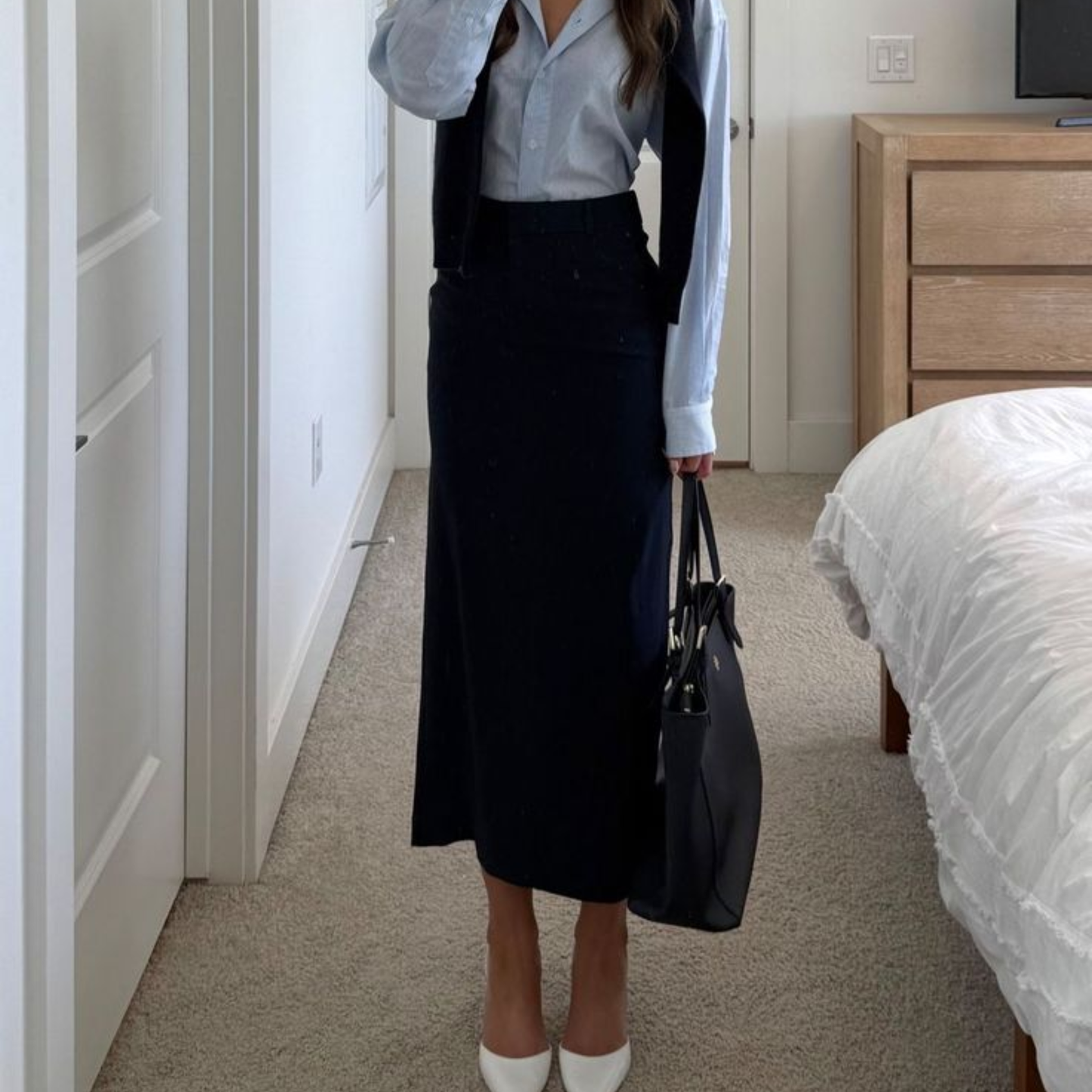 H&M Black Satin Skirt