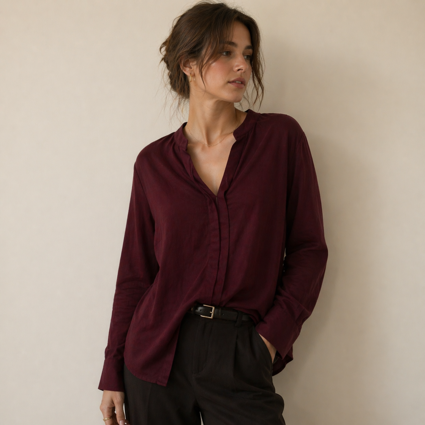 Burgundy Long Sleeve Shirt