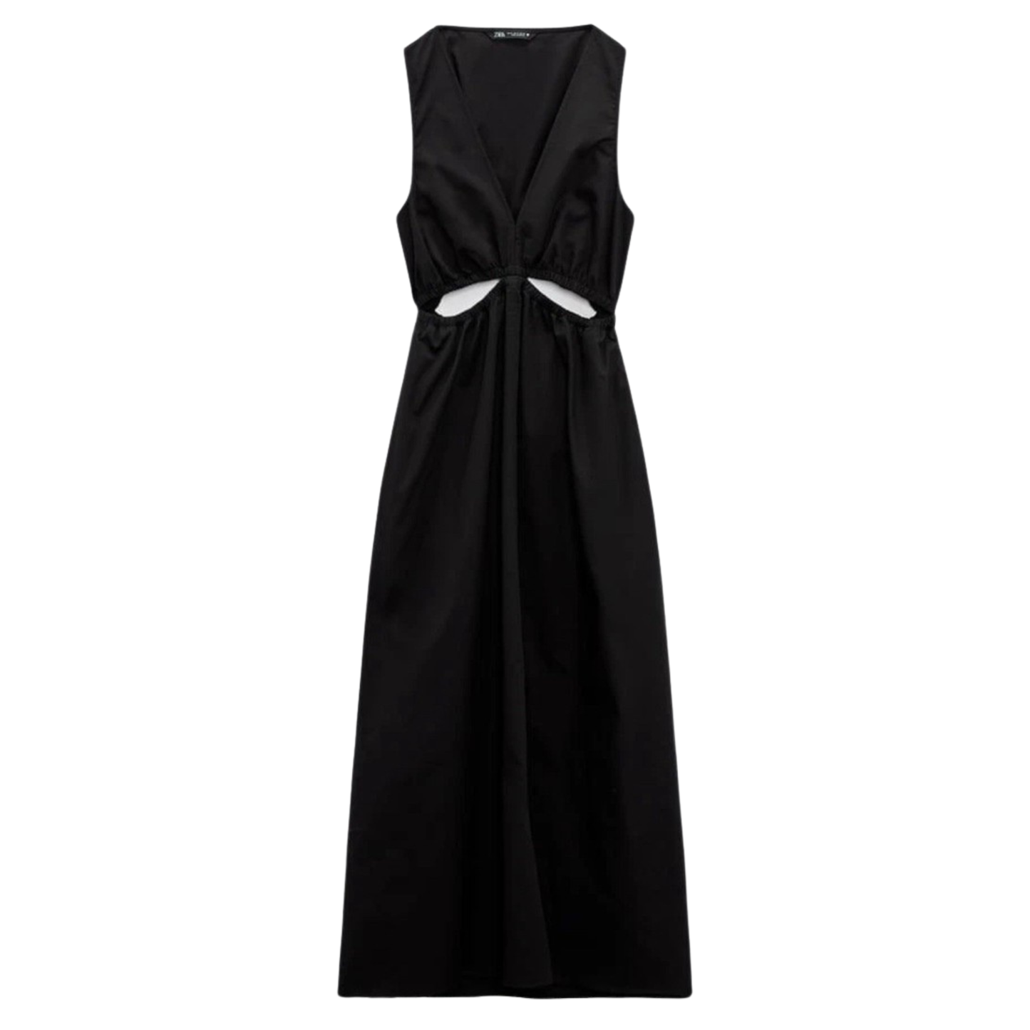 Zara Black Linen Cutout Maxi Dress