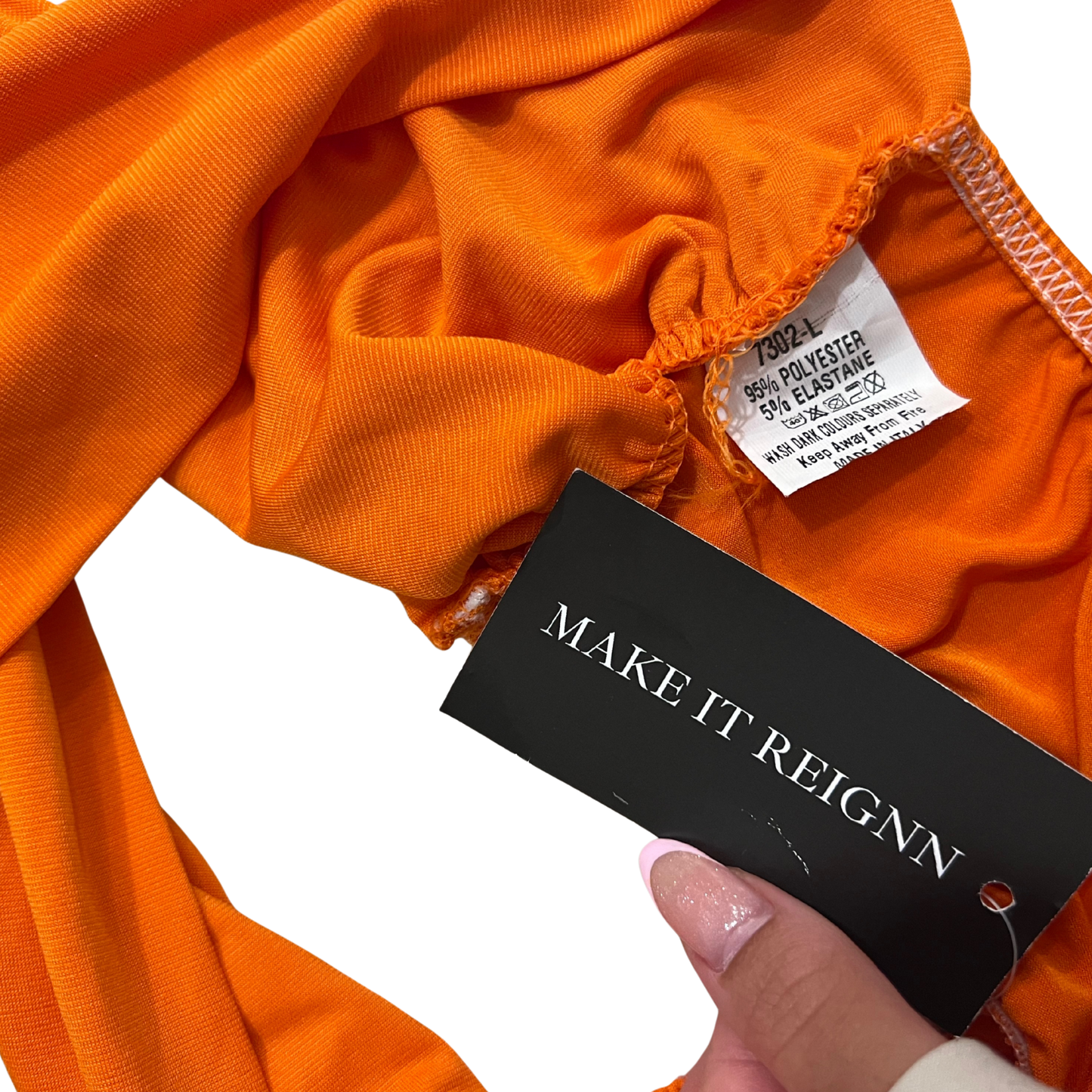 Orange Halterneck Chain Crop Top
