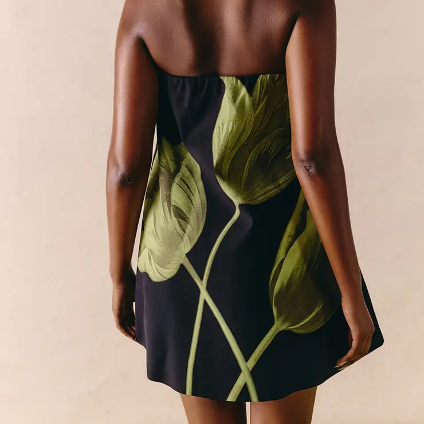 PLT Black Floral Woven A-Line Mini Dress