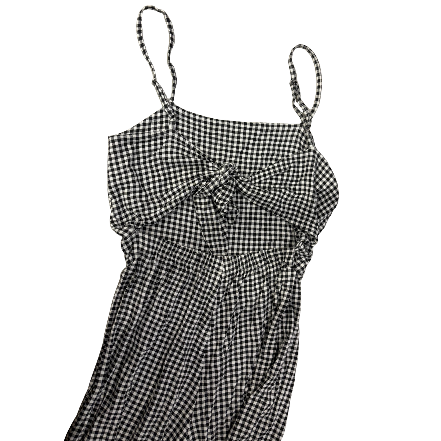 Stradivarius Black/White Checkered Tie Front Jumpsuit