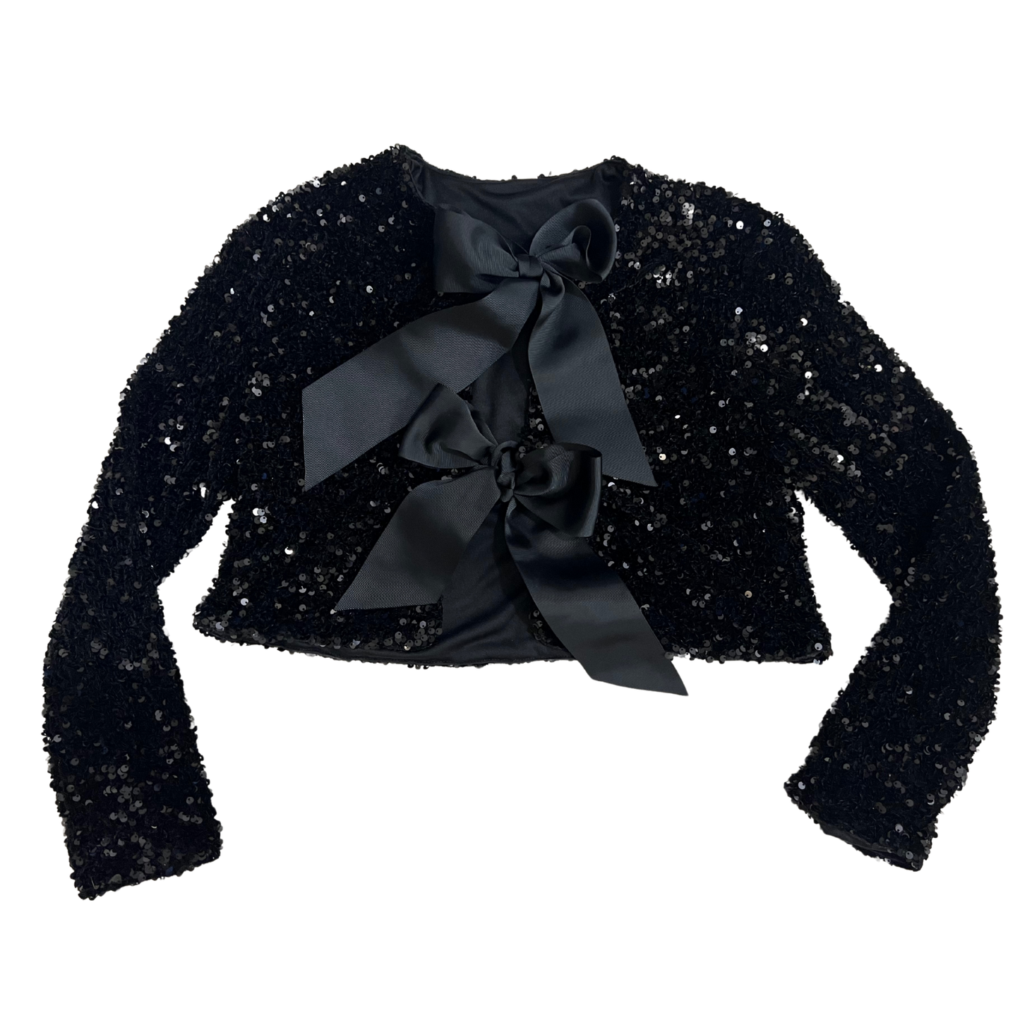 Black Sequin Tie Front Shirt