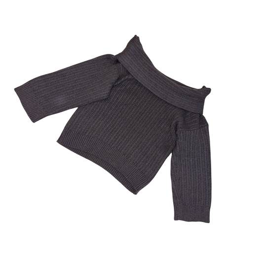 Off Shoulder Grey Knit Jumper