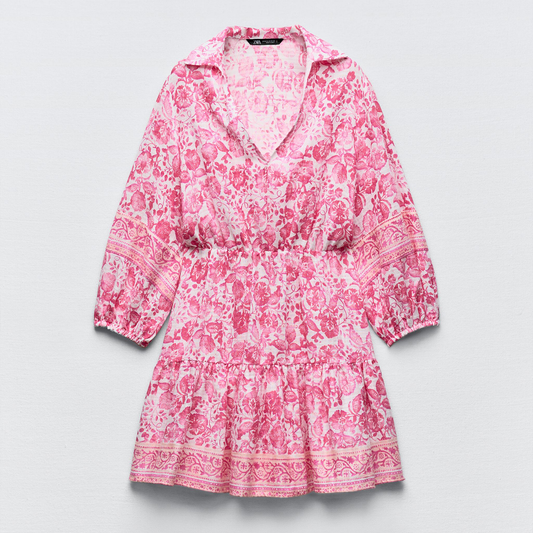 Zara Pink & White Floral Mini Dress