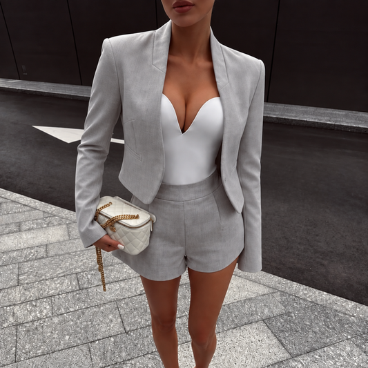 Topshop Grey Cropped Blazer