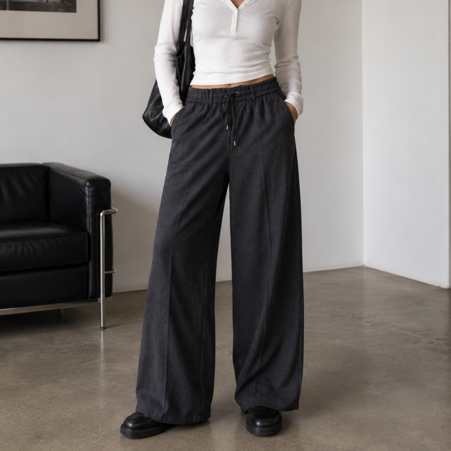 Grey Tie Waist Trousers