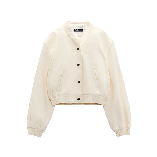 Zara White Bomber Jacket