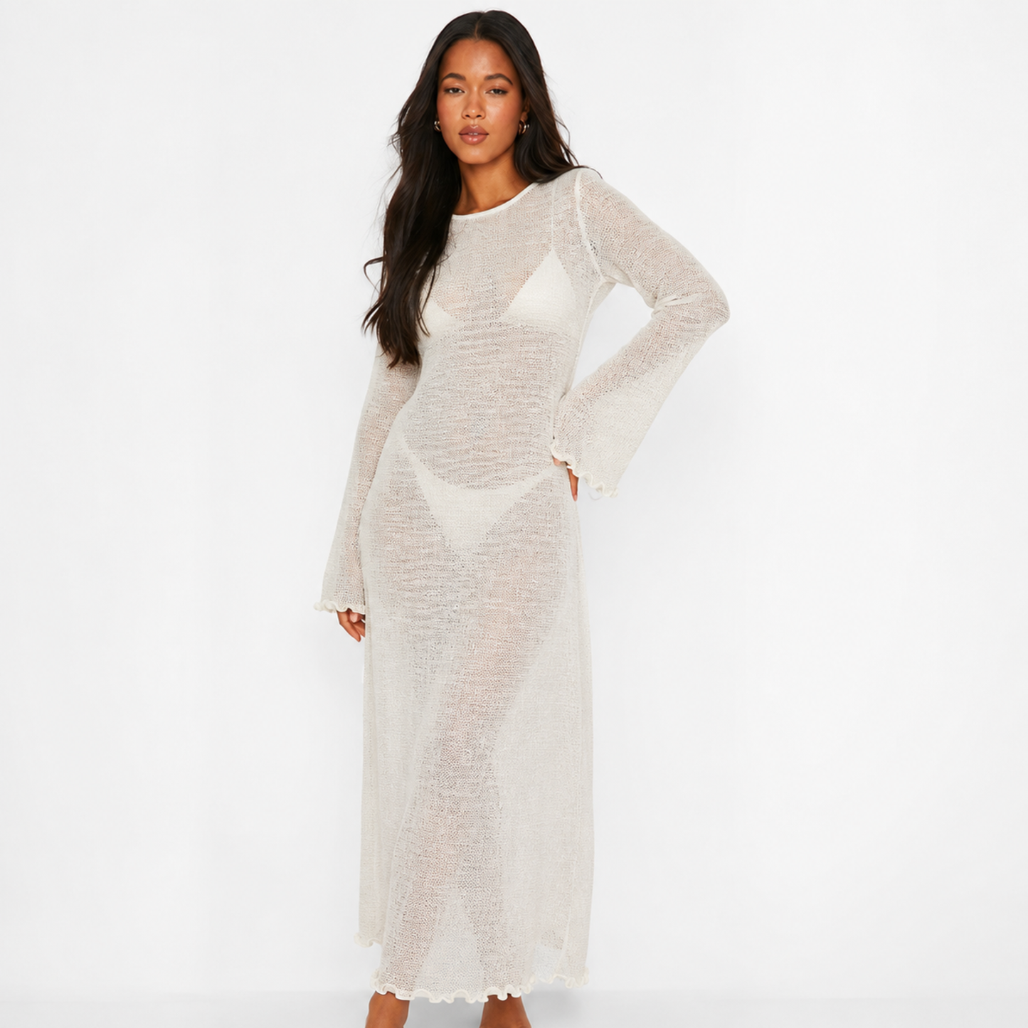 H&M Cream Knit Backless Maxi Dress