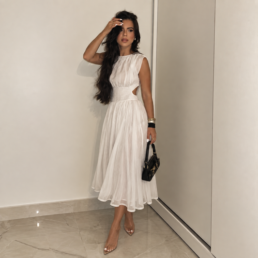 Zara White Cut Out Midaxi Dress