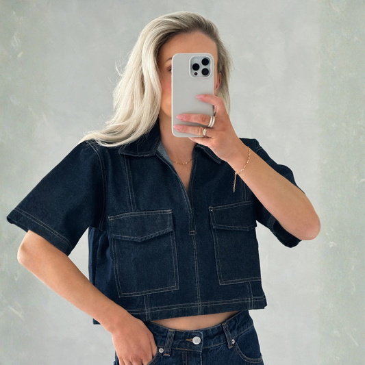 Virgio Denim Short Sleeve Crop Top