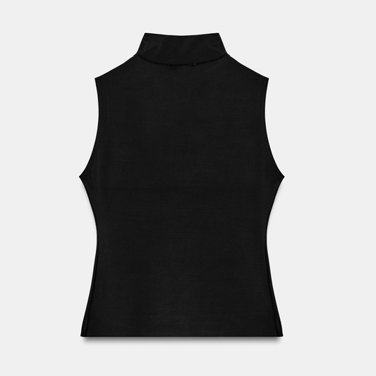 Black High Neck Sleeveless Top