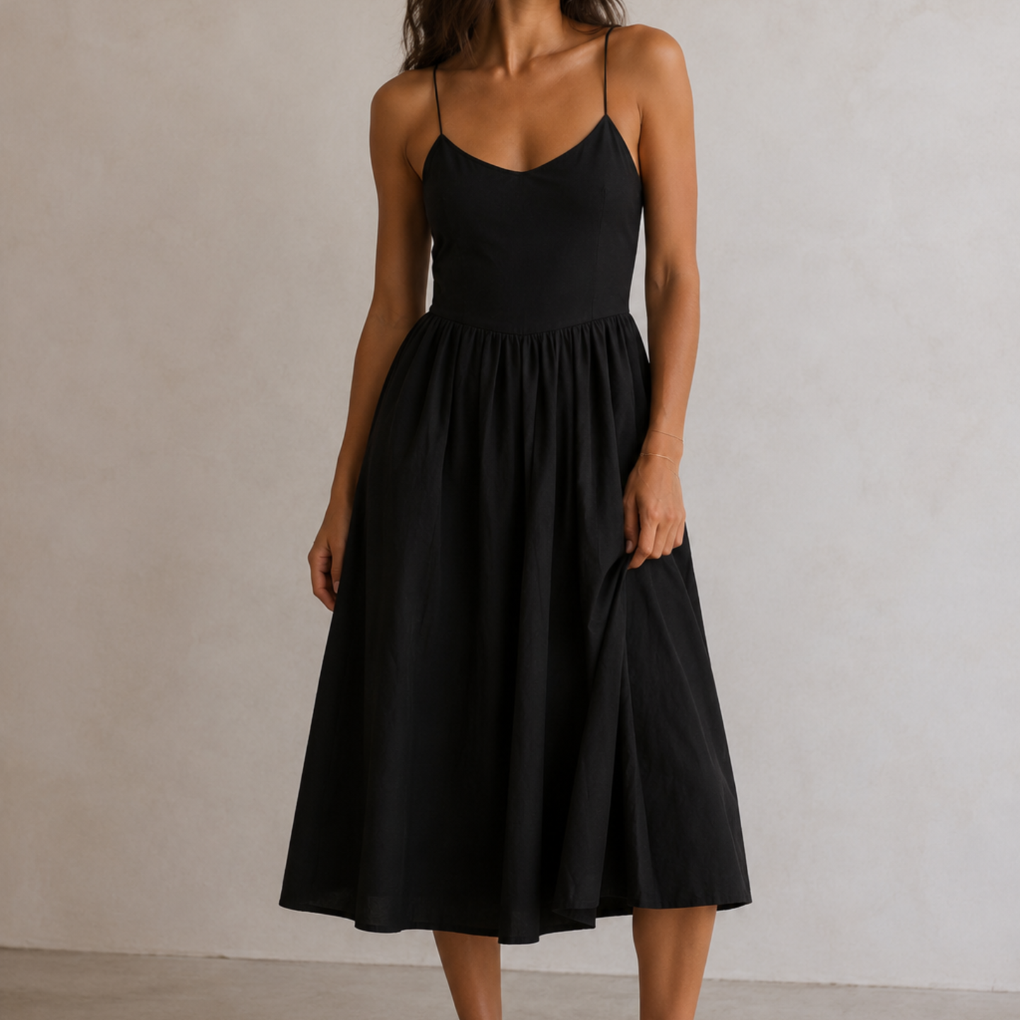 Zara Black Flowy Midi Dress