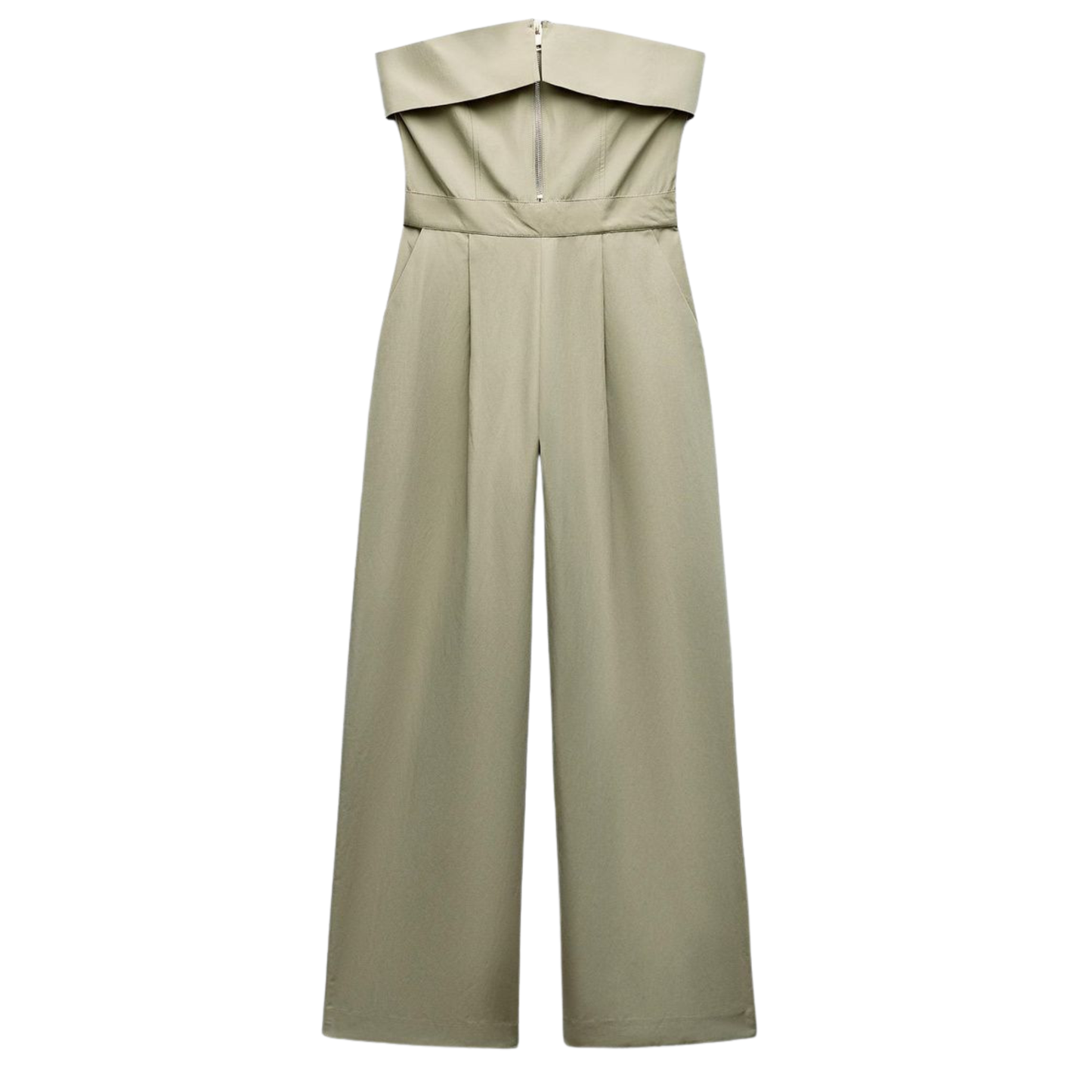 Zara Khaki Bandeau Jumpsuit