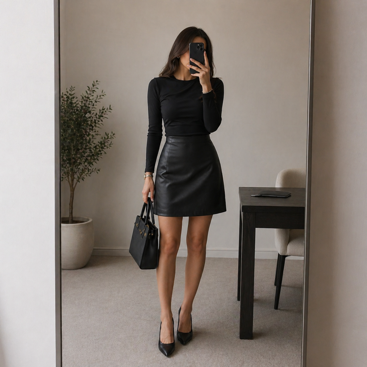 Quiz Black Leather Bodycon Mini Dress