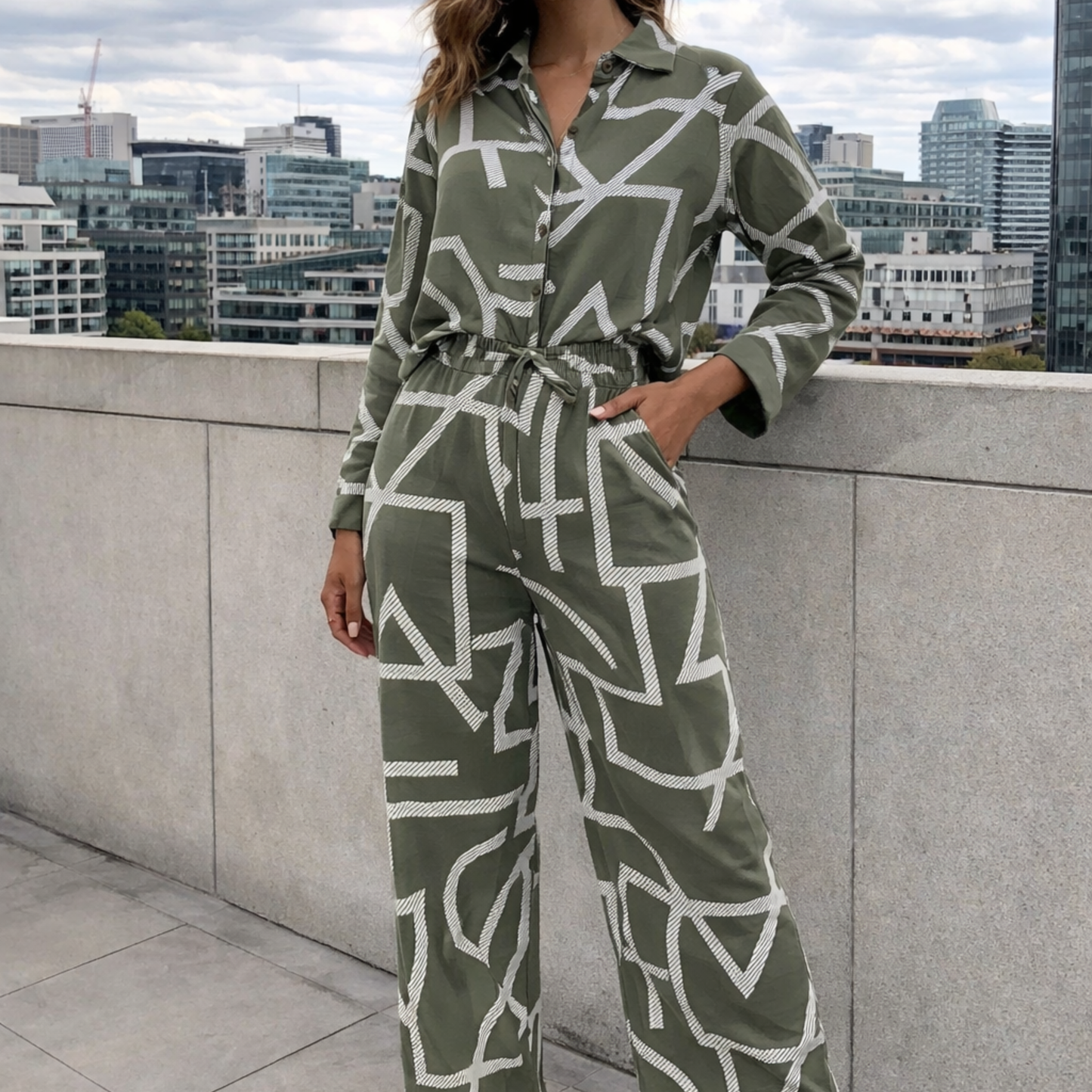 Green Patterned Co-Ord