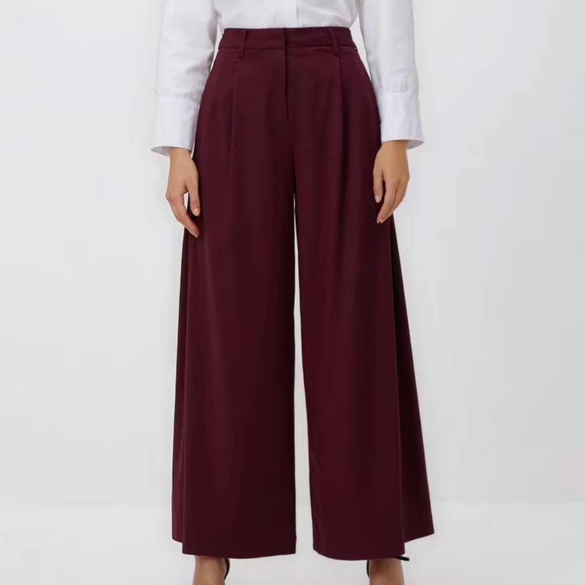 Zara Burgundy Wide Leg Trousers