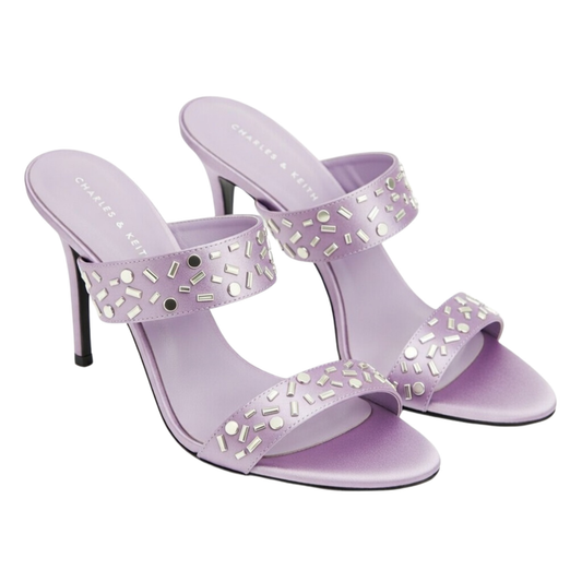 Charles Keith Purple Embellished Heels