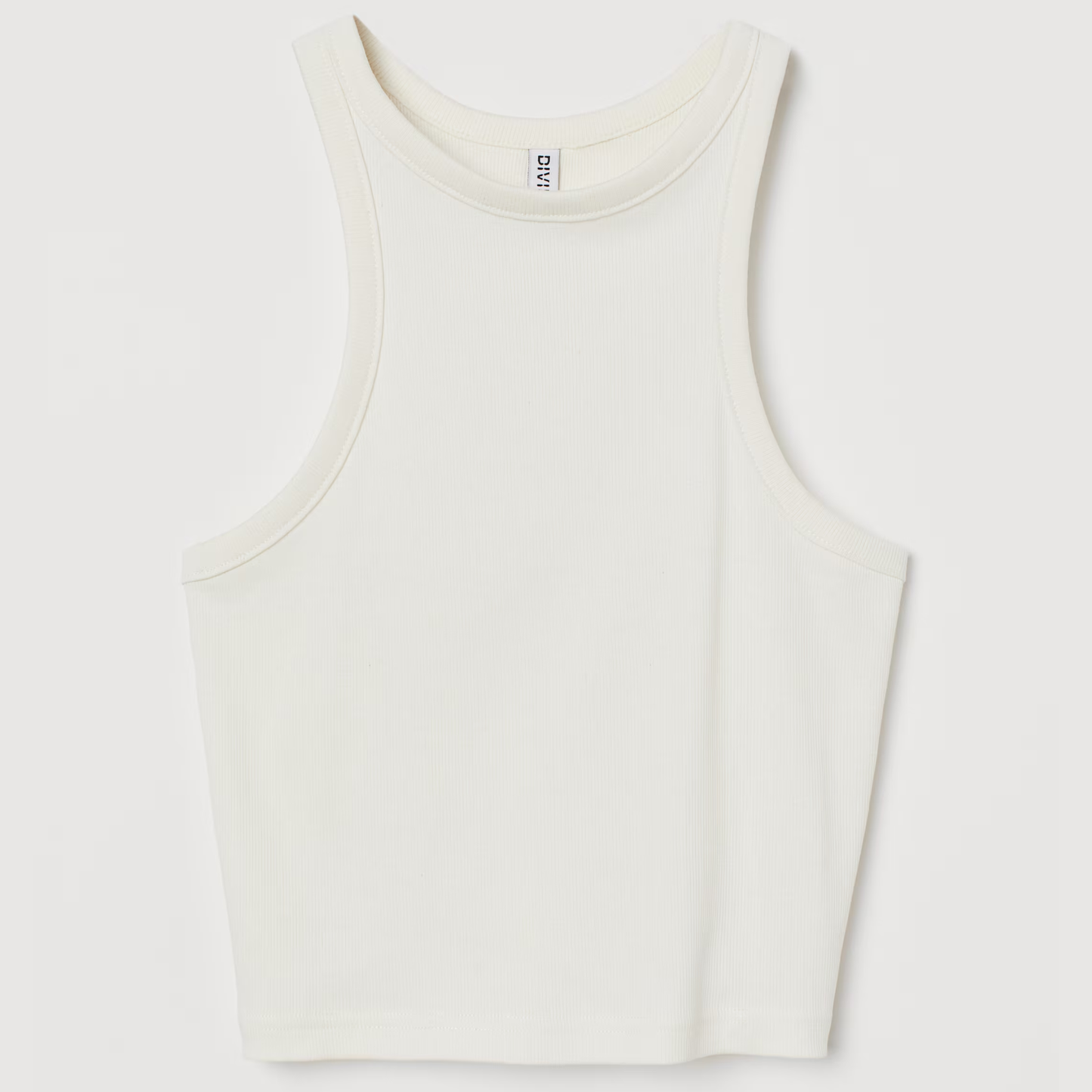 H&M White Ribbed Halterneck Tank Top