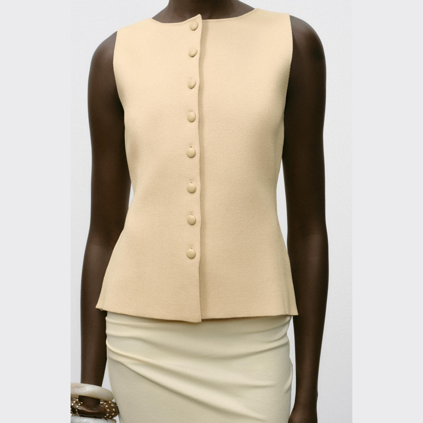 Zara Nude Button Up Top