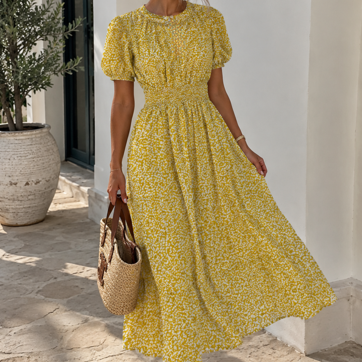 Joules ‘Rochelle’ Yellow Spotty Dress