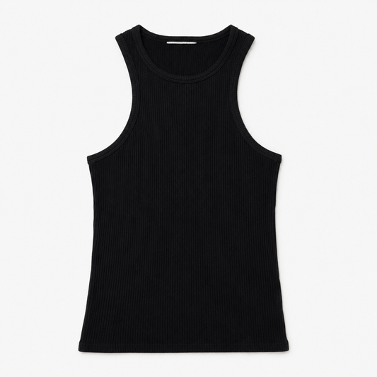Black Ribbed Halterneck Top