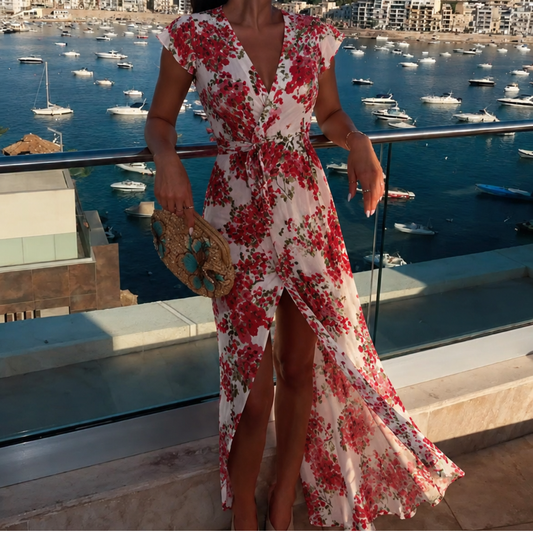 Dancing Leopard Floral Print Maxi Dress