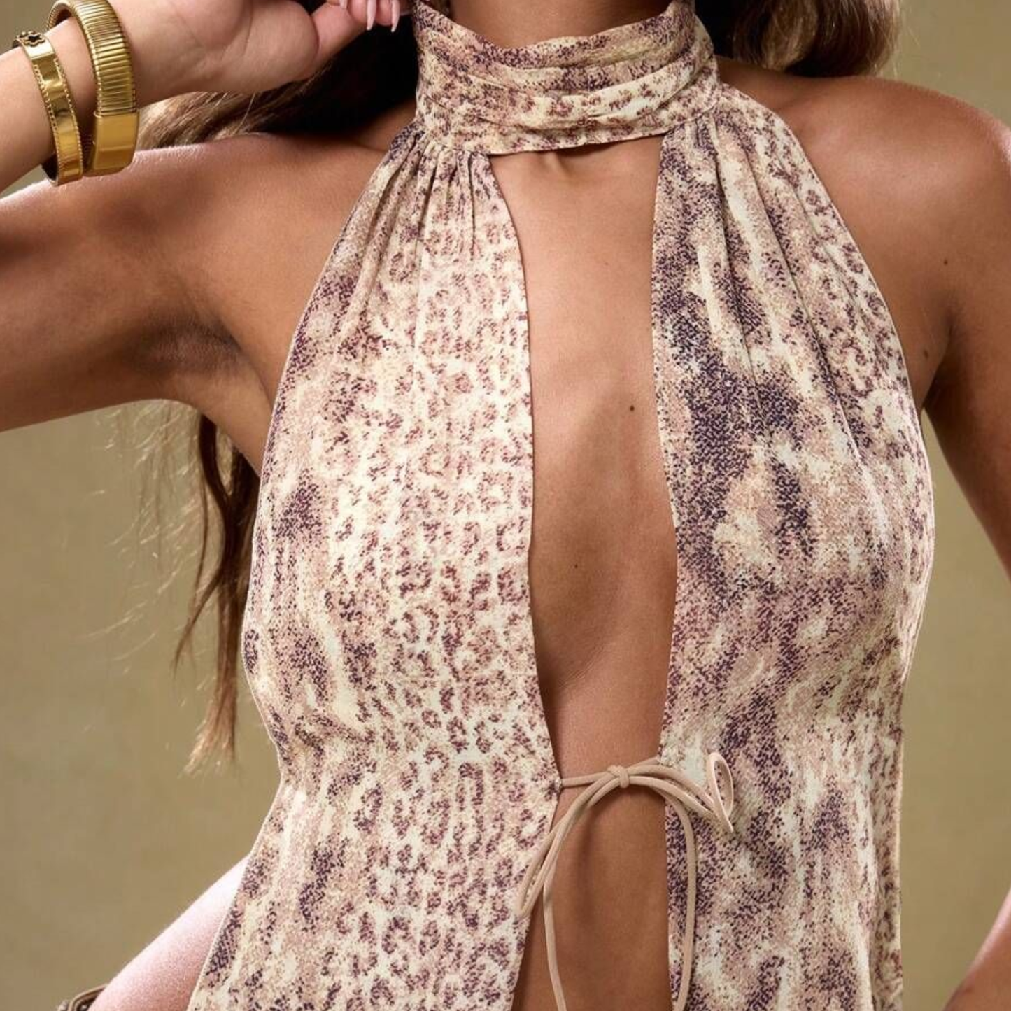 Animal Print High Neck Top