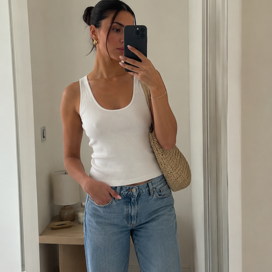 Jacqueline De Yong White Knit Top
